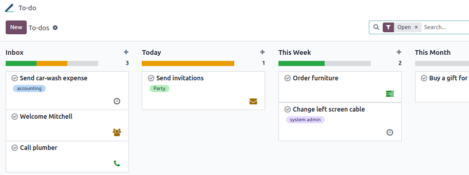 Personal to-do board in Odoo