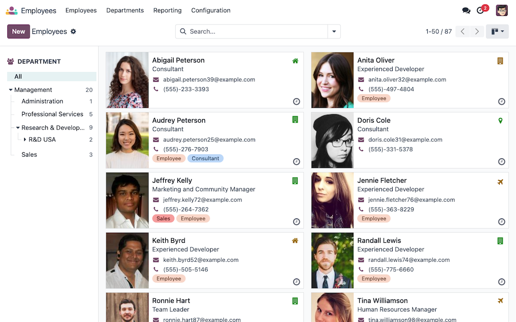 Employee directory in Odoo