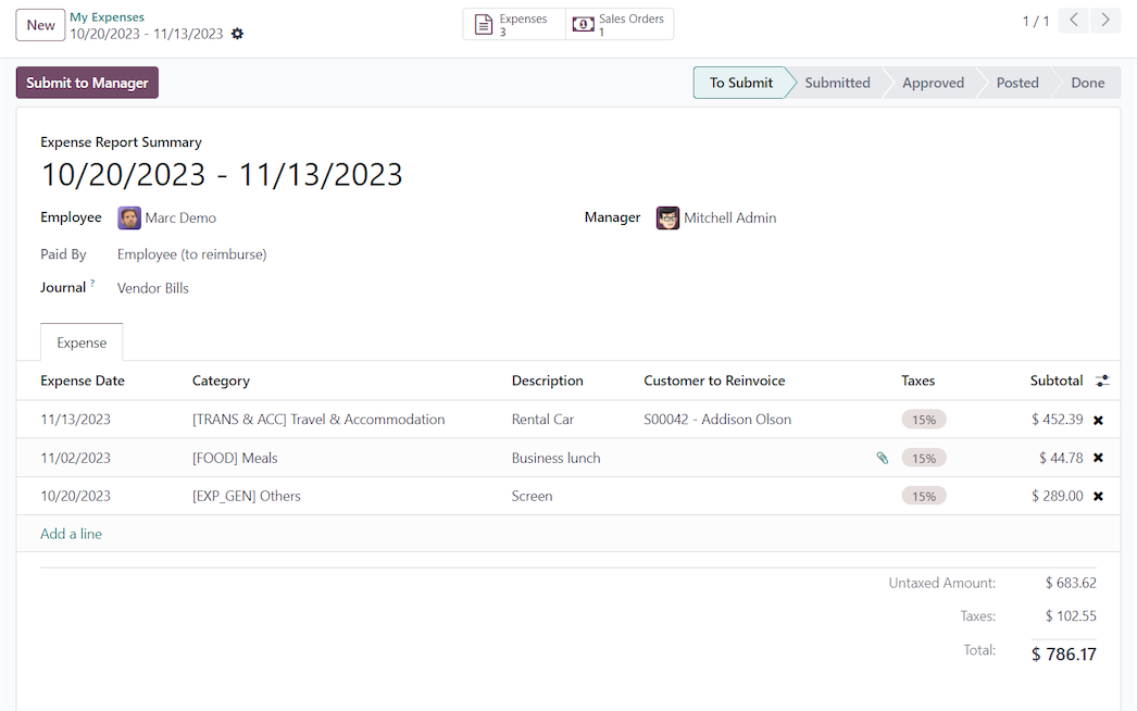 Expense report