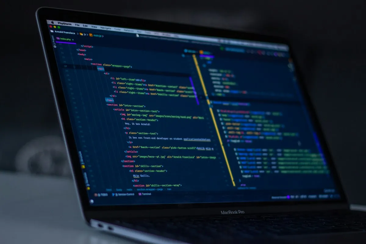 Laptop screen showing integration code