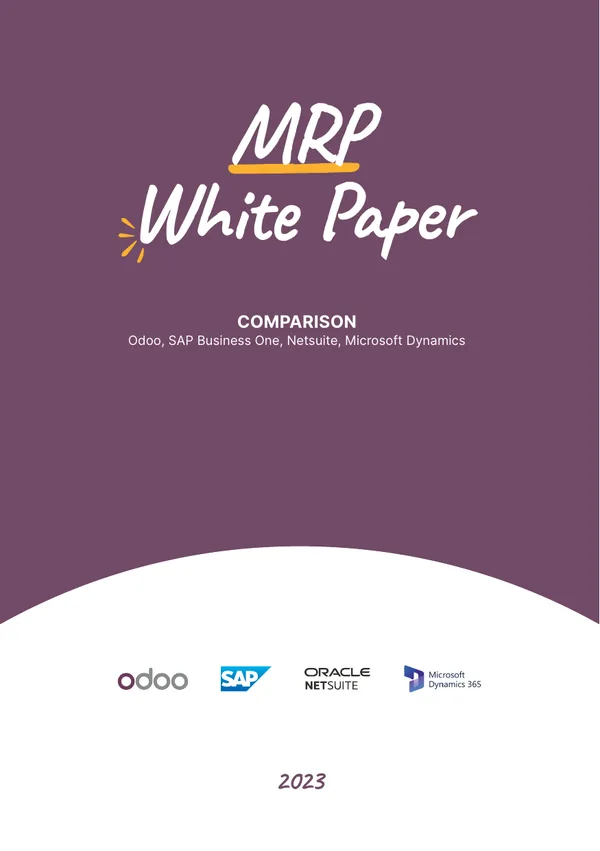 Cover: Manufacturing (MRP) Software Comparison: Odoo, SAP Business One, NetSuite and Microsoft Dynamics